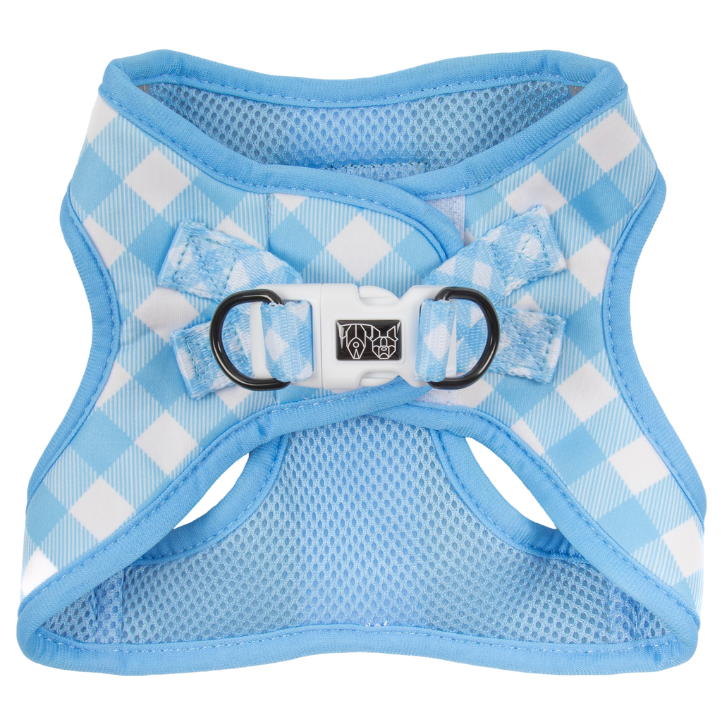 STEP-IN DOG HARNESS: Blueberry Gingham