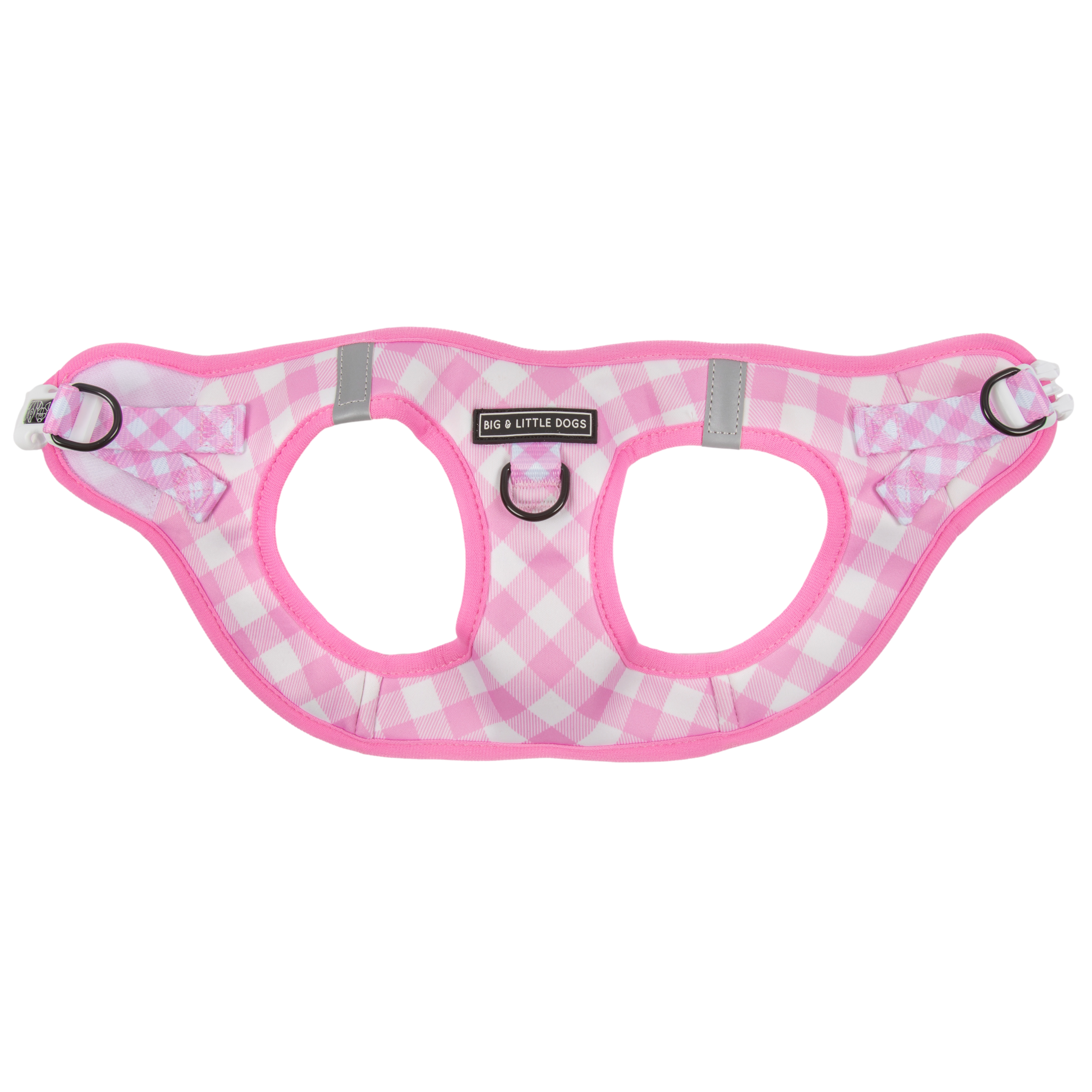 STEP-IN DOG HARNESS: Pink Milk Gingham
