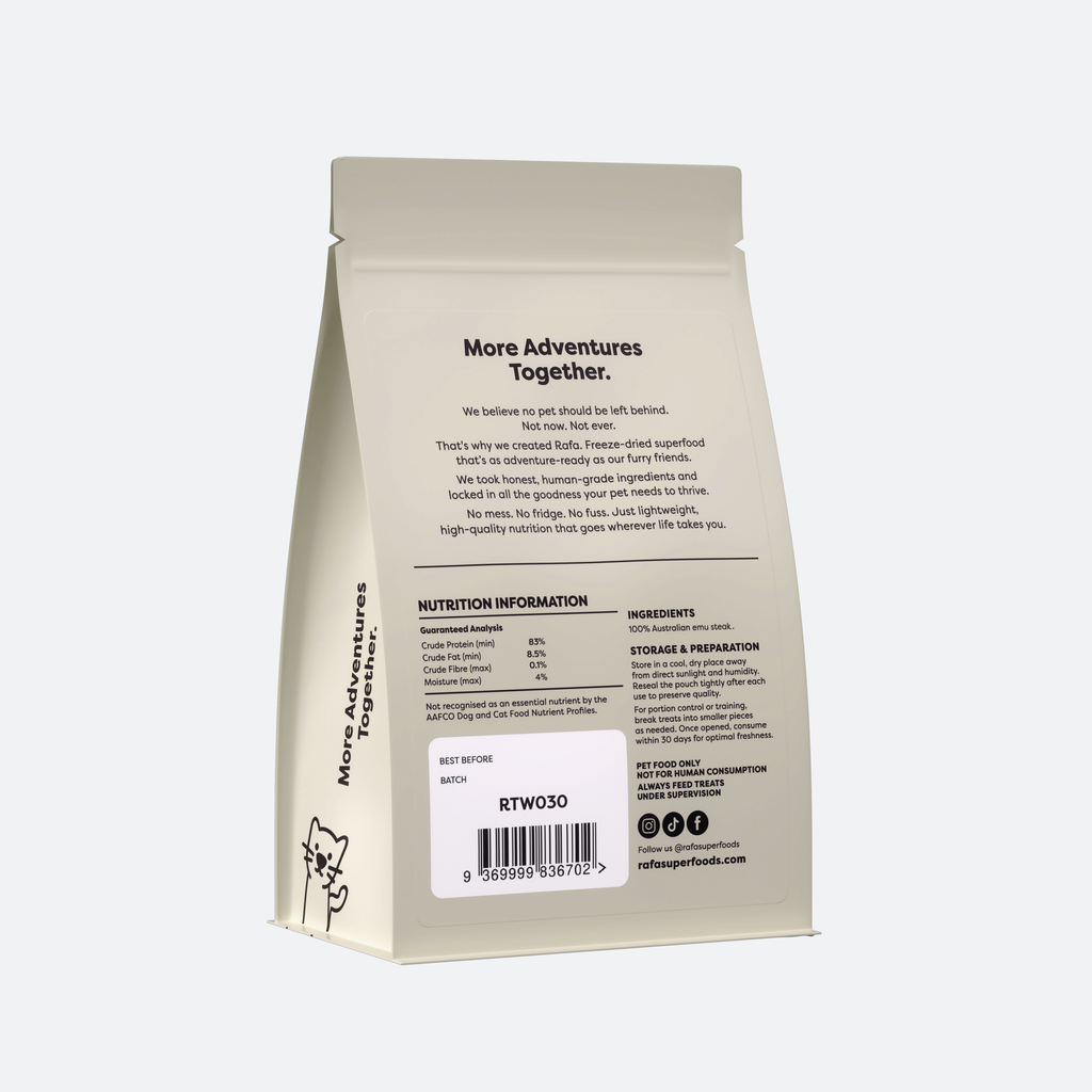 Raw Freeze-Dried Treats | Human-Grade Emu Steak