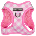 STEP-IN DOG HARNESS: Pink Milk Gingham