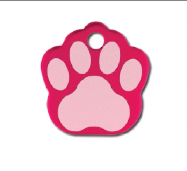 Pet Tag Paw SML Raspberry
