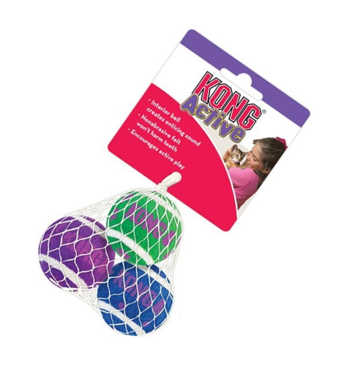 Kong Active Tennis Balls With Bells - Interactive Cat Toy