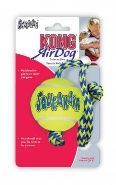 KONG AirDog Medium Squeaker Ball with Rope Toss & Fetch Dog Toy