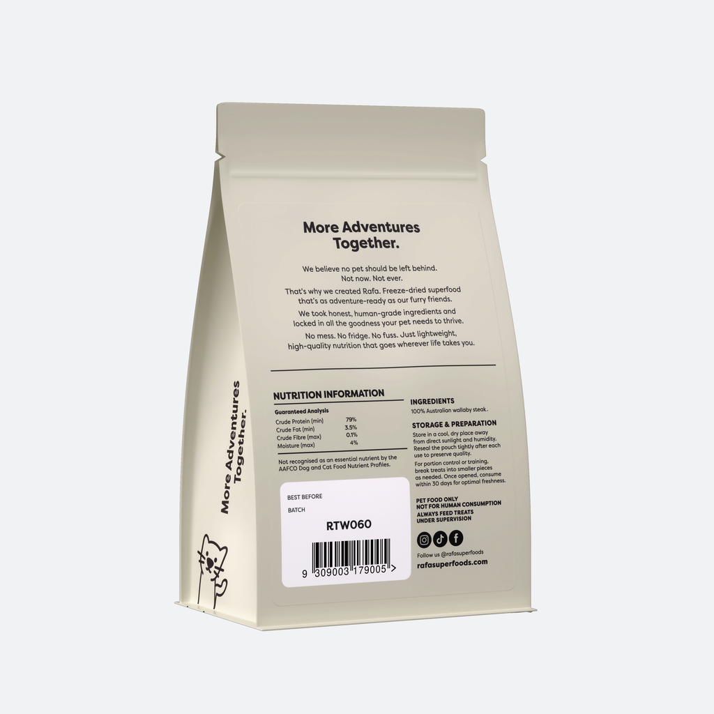 Raw Freeze-Dried Treats | Human-Grade Wallaby Steak